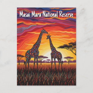 Kenya Masai Mara Giraffes African Art Postkarte