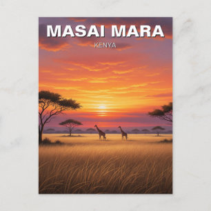 Kenya Masai Mara Giraffes Sunset Postkarte