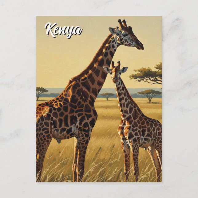Kenya Masai Mara Giraffes Travel Postkarte (Vorderseite)
