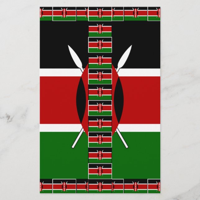 Kenya Nahtlose Miniaturflaggen Grenzrahmen Kunst Briefpapier (Vorderseite)