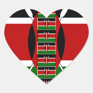 Kenya Nahtlose Miniaturflaggen Grenzrahmen Kunst Herz-Aufkleber