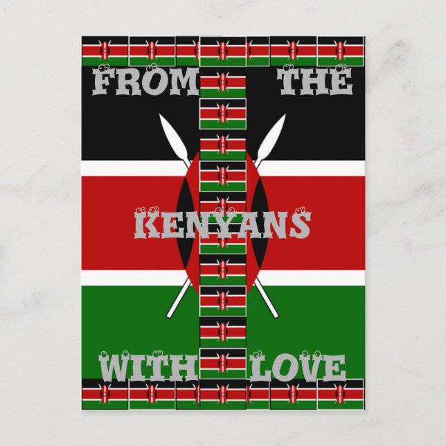 Kenya Nahtlose Miniaturflaggen Grenzrahmen Kunst Postkarte (Vorderseite)