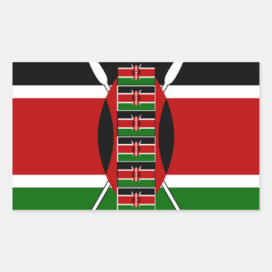 Kenya Nahtlose Miniaturflaggen Grenzrahmen Kunst Rechteckiger Aufkleber