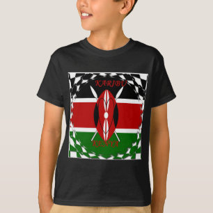 Kenya National Flag Colors Pattern Art Design T-Shirt