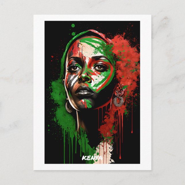 Kenya Postcard - Künstlerisches Portrait - Welt de Postkarte (Vorderseite)