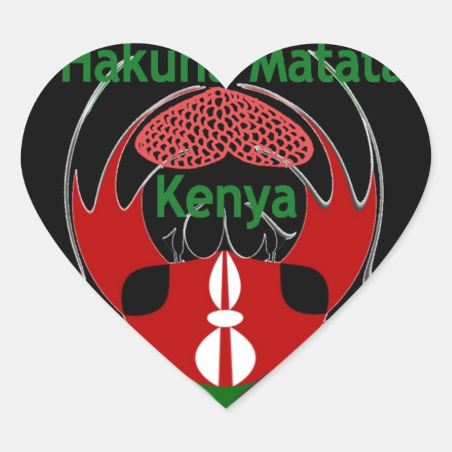 Kenya Raha Hakuna Matata.jpg Herz-Aufkleber (Vorderseite)