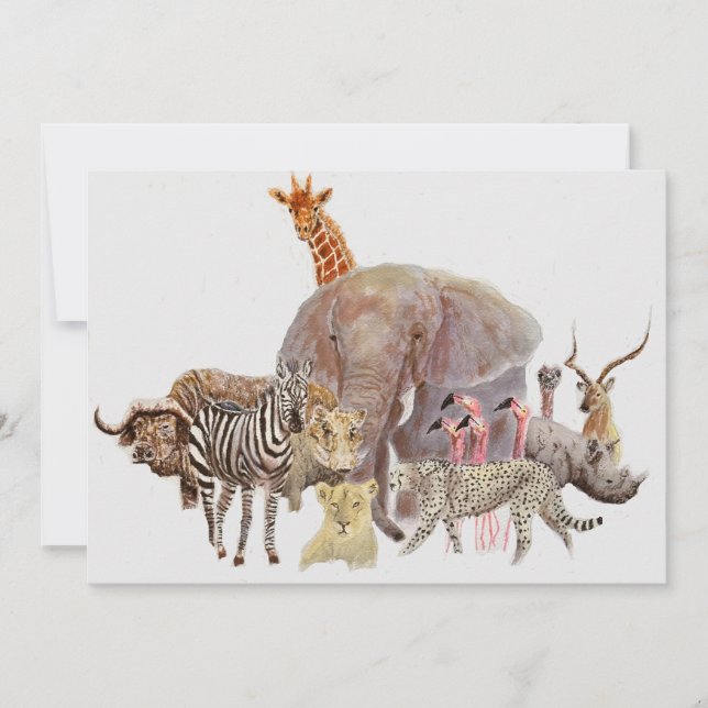Kenya Safari Tiere Notecard Dankeskarte (Vorderseite)