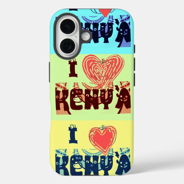 Kenya Travel Souvenir Pop Art Collection iPhone 16 Hülle (Rückseite)
