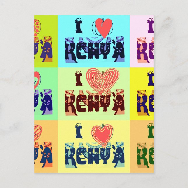 Kenya Travel Souvenir Pop Art Collection Postkarte (Vorderseite)