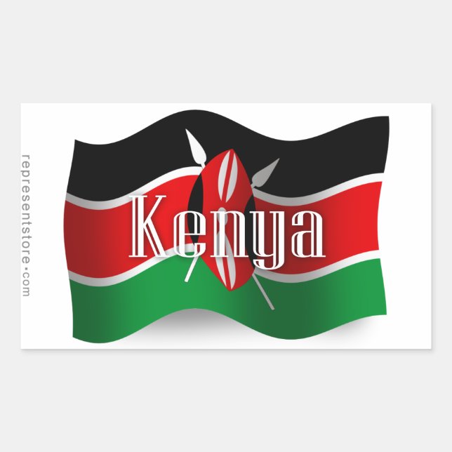Kenya Wave Flag Rechteckiger Aufkleber (Vorderseite)