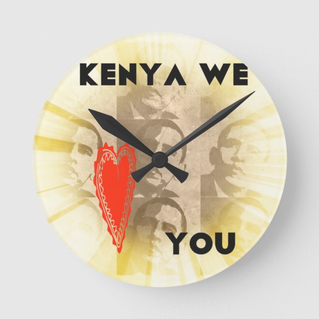 Kenya We Love You Runde Wanduhr (Vorderseite)