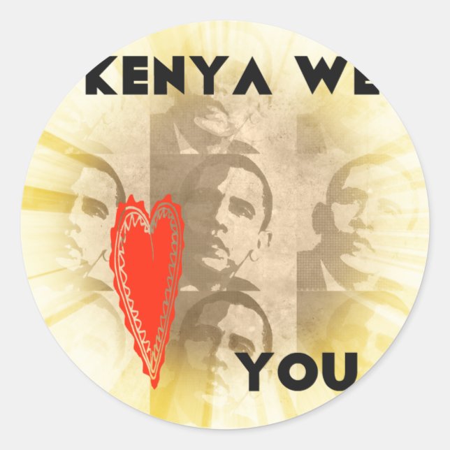 Kenya Wir Liebe Sie liebenswürdig perspektivisches Runder Aufkleber (Vorderseite)