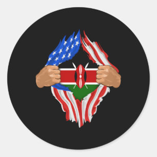 Kenyan Blood Inside Me Kenya Flag Runder Aufkleber