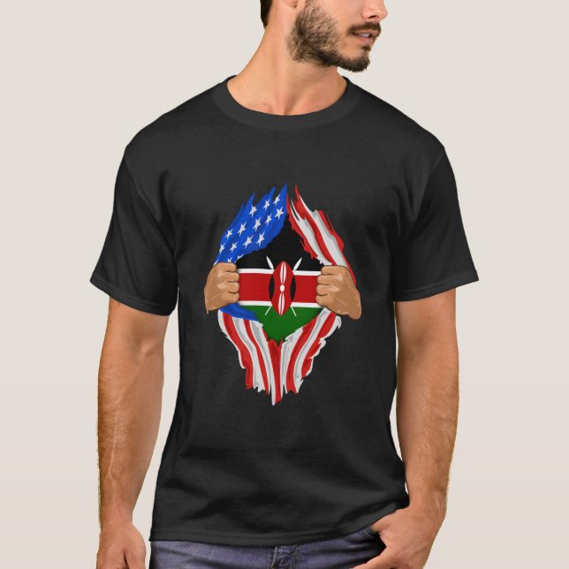 Kenyan Blood Inside Me Kenya Flag T-Shirt (Vorderseite)
