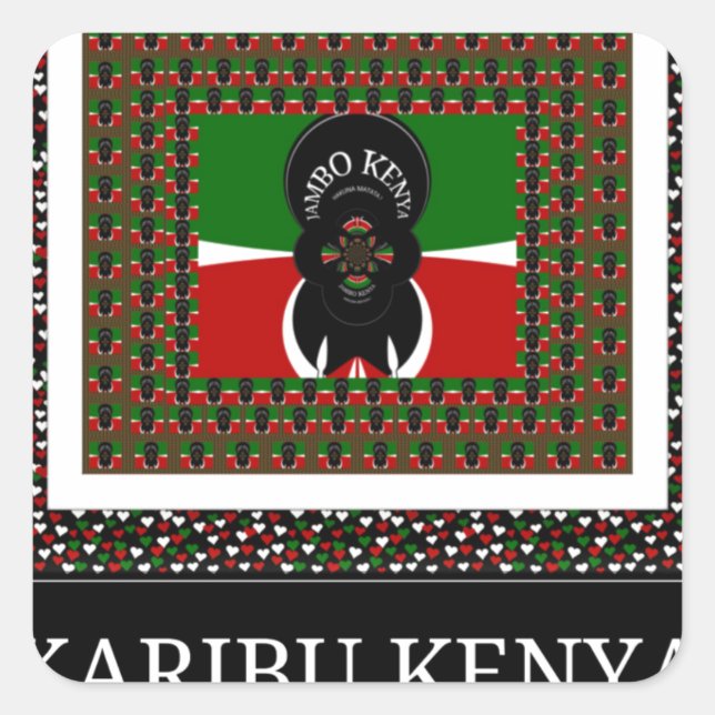 Kenyan Celebration: Ein herzlicher Empfang Kenias Quadratischer Aufkleber (Vorderseite)