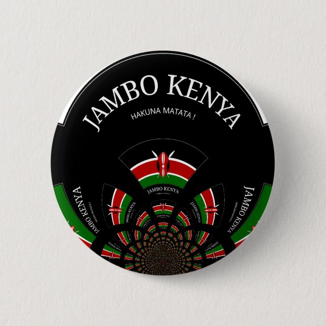 Kenyan Flag Inspiriert Jambo Willkommensdesign Art Button (Vorderseite)