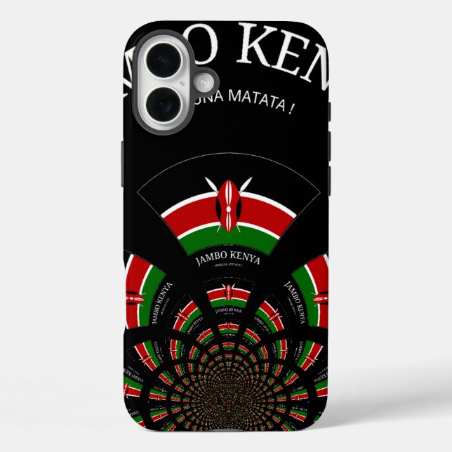 Kenyan Flag Inspiriert Jambo Willkommensdesign Art iPhone 16 Plus Hülle (Rückseite)