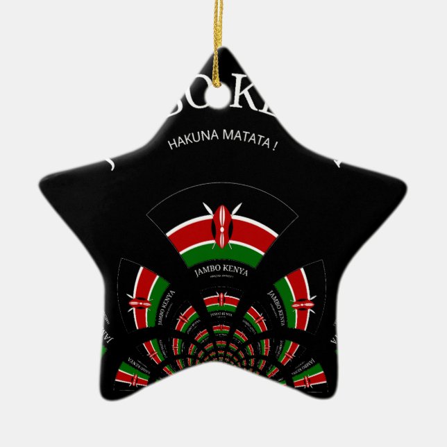 Kenyan Flag Inspiriert Jambo Willkommensdesign Art Keramikornament (Vorne)