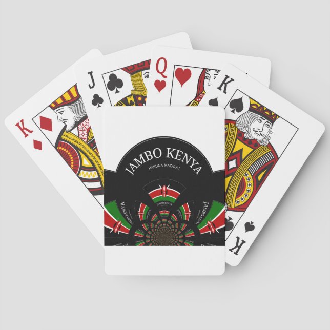 Kenyan Flag Inspiriert Jambo Willkommensdesign Art Spielkarten (Rückseite)