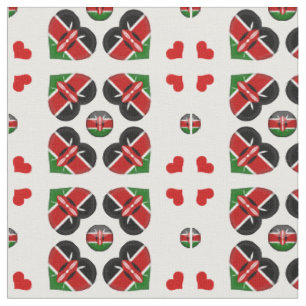 Kenyan Flag & Kenya Heart Fashion Fabric Stoff