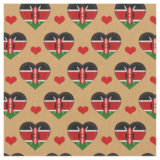 Kenyan Flag & Red Heart Modefabrik /Kenia Stoff (Nahaufnahme)