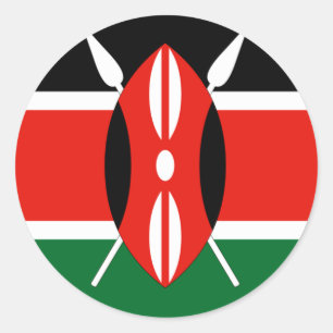 Kenyan Flag T - Shirt und Geschenke Runder Aufkleber