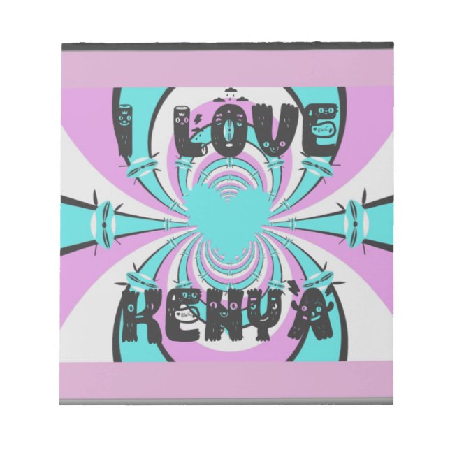 Kenyan Heart Art: Ich Liebe Kenya Notizblock (Vorderseite)