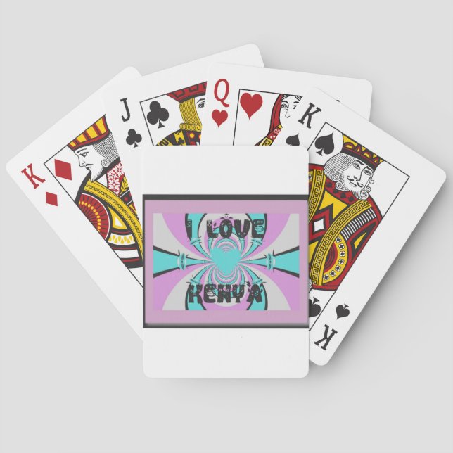 Kenyan Heart Art: Ich Liebe Kenya Spielkarten (Rückseite)