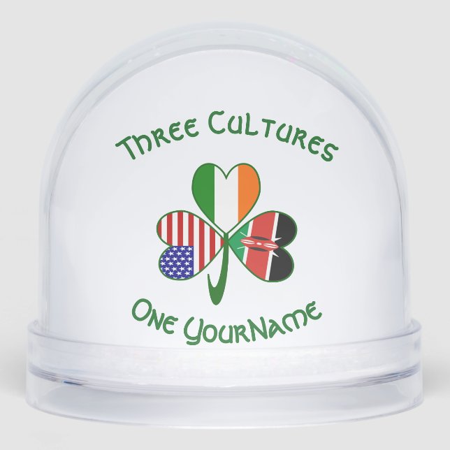Kenyan Irish American Flag Kleeblatt Personalisier Schneekugeln (Vorderseite)