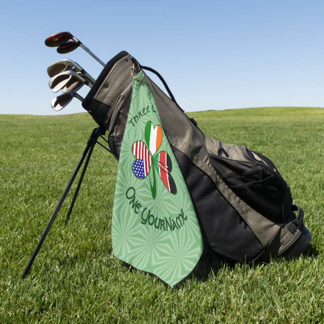 Kenyan Irish American Flags Kleeblatt Personalisie Golfhandtuch (Gras)
