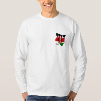 Kenyan-Karte und Flagge sleeved lang das T-Shirt