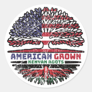 Kenyan Kenya US American United Staaten Tree Runder Aufkleber