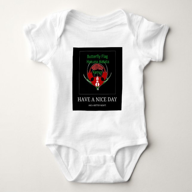 Kenyan Schild Design: Schmetterlingsflagge. Baby Strampler (Vorderseite)