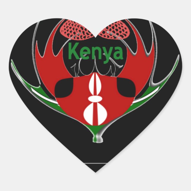 Kenyan Schild Design: Schmetterlingsflagge. Herz-Aufkleber (Vorderseite)