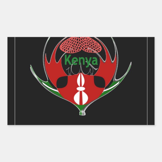 Kenyan Schild Design: Schmetterlingsflagge. Rechteckiger Aufkleber (Vorderseite)