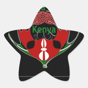 Kenyan Schild Design: Schmetterlingsflagge. Stern-Aufkleber