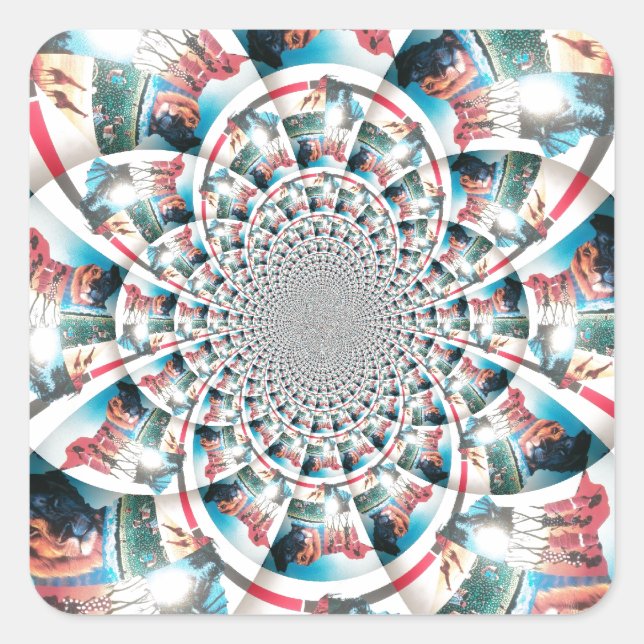 Kenyan Tapestry Kaleidoskop Art Print Quadratischer Aufkleber (Vorderseite)