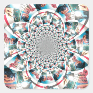 Kenyan Tapestry Kaleidoskop Art Print Quadratischer Aufkleber