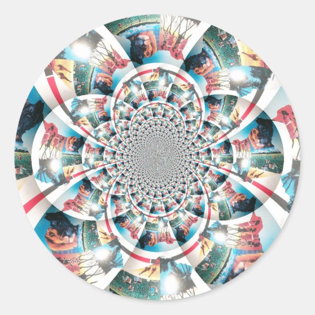 Kenyan Tapestry Kaleidoskop Art Print Runder Aufkleber (Vorderseite)