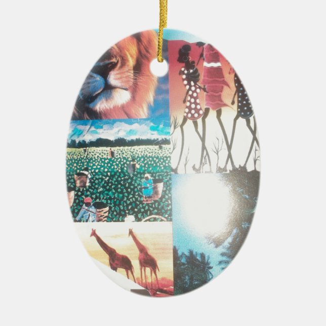 Kenyan Tapestry: Wildnis, Kultur und Küstenstrand Keramik Ornament (Vorne)