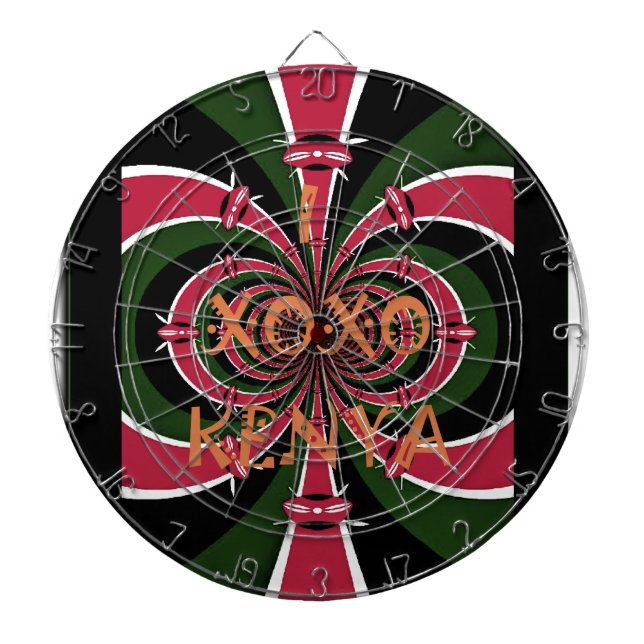 Kenyan Travel Gift - Hugs & Kisses Design Dartscheibe (vorne)