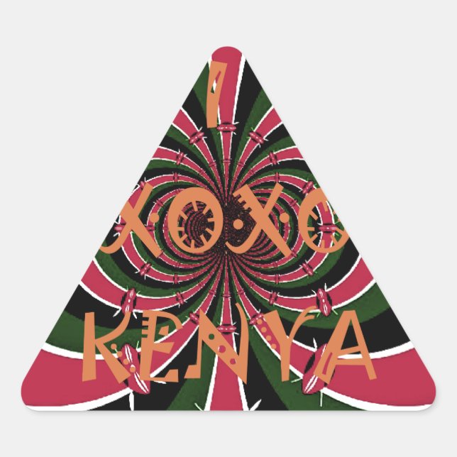 Kenyan Travel Gift - Hugs & Kisses Design Dreieckiger Aufkleber (Vorderseite)