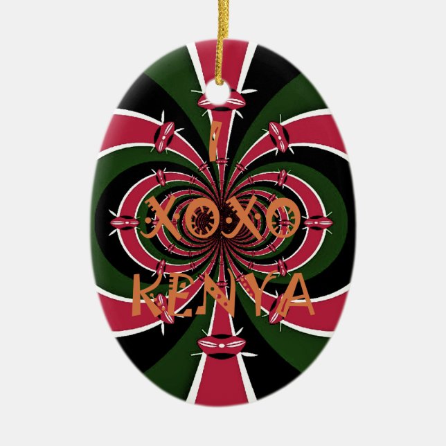 Kenyan Travel Gift - Hugs & Kisses Design Keramikornament (Vorne)