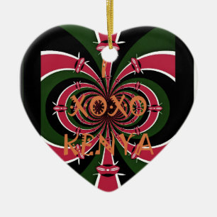 Kenyan Travel Gift - Hugs & Kisses Design Keramikornament
