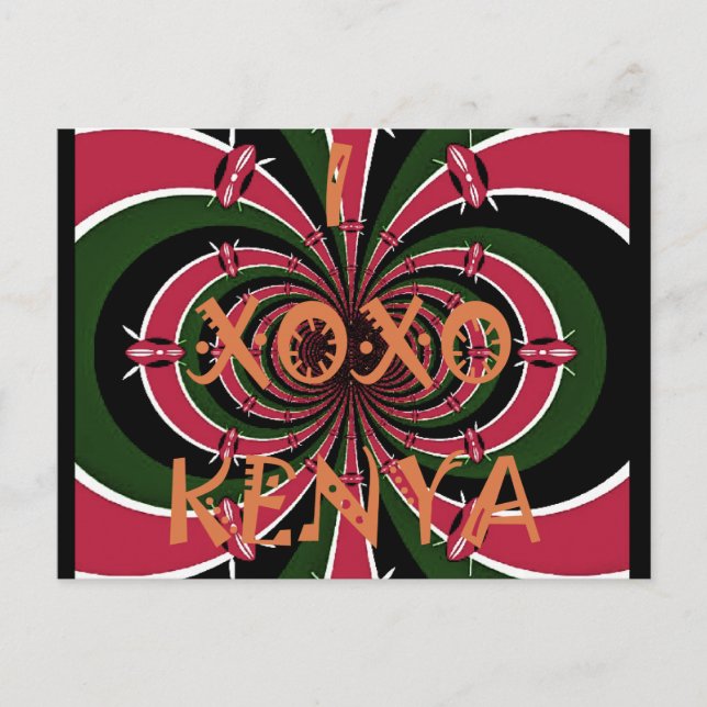 Kenyan Travel Gift - Hugs & Kisses Design Postkarte (Vorderseite)