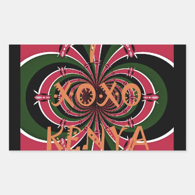 Kenyan Travel Gift - Hugs & Kisses Design Rechteckiger Aufkleber (Vorderseite)
