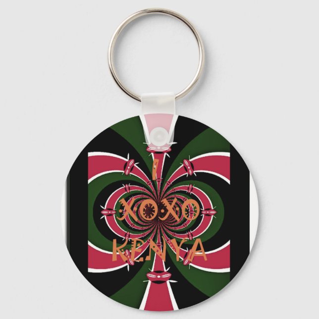 Kenyan Travel Gift - Hugs & Kisses Design Schlüsselanhänger (Vorderseite)