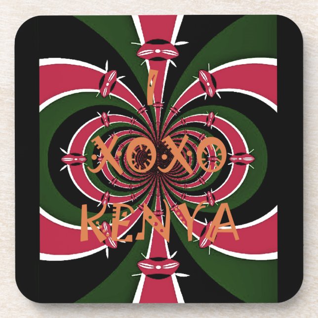 Kenyan Travel Gift - Hugs & Kisses Design Untersetzer (Vorderseite)