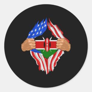 Kenyanisches Blut in mir Kenia-Flagge Geschenk Runder Aufkleber