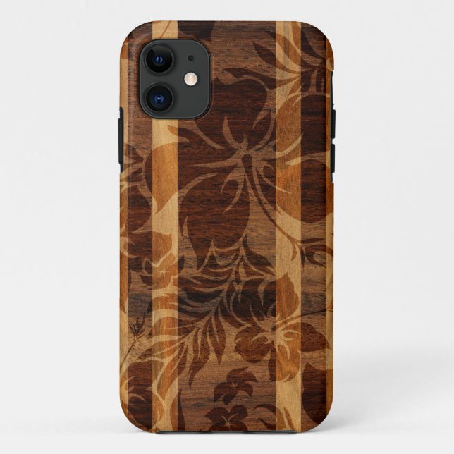 Keokea Beach Faux Wood Surfboard iPhone 5 Coques (Dos)